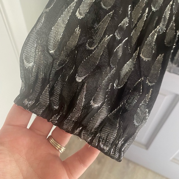 WHBM Black & Silver Metallic Teardrop Long Sleeve Top - Picture 6 of 9